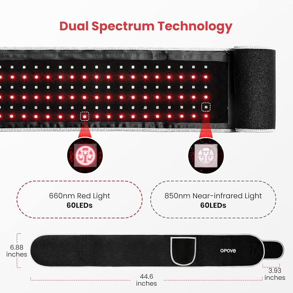 RegeNEase – Opove Red Light Therapy Belt with Portable Power Controller Near-Infrared Light Therapy for Tissue Repair Resolve Inflammation Relieve Back Pain 660nm & 850nm Wavelengths New Version R2